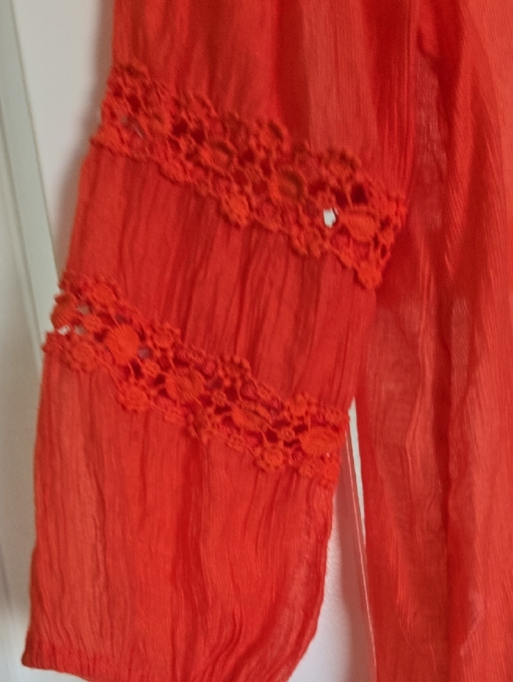 ❤️❤️❤️grand & greene Bright Orange Crochet-Trim V-Neck Tunic - Picture 4 of 5